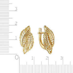 Серьги с английским замком из желтого золота