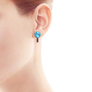 Серьги с английским замком из белого золота с сапфирами