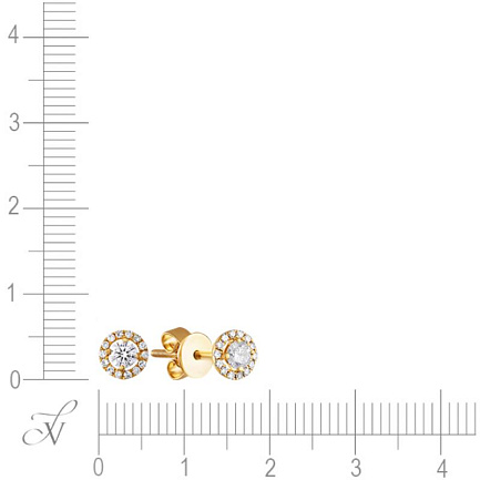 Пусеты из желтого золота с бриллиантами