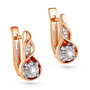 Серьги с английским замком из красного золота