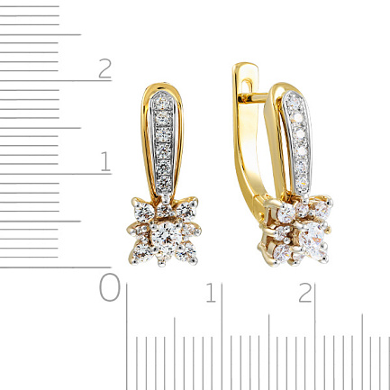 Серьги с английским замком из красного золота с фианитом