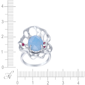Кольцо из серебра с агатом, фианитом