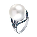 Кольцо из белого золота с бриллиантами, жемчугом