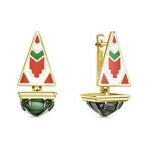 Серьги с английским замком из серебра с алпанитом