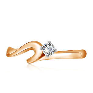 Кольцо из комбинированного золота с бриллиантом