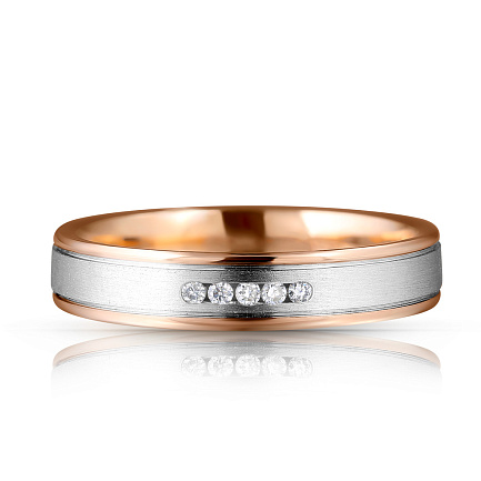 Кольцо обручальное из красного золота с бриллиантами