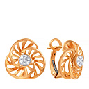 Серьги с английским замком из красного золота с бриллиантами