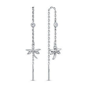 Серьги с английским замком из серебра с фианитом