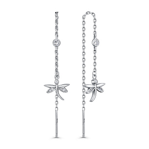 Серьги с английским замком из серебра с фианитом