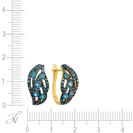 Серьги с английским замком из желтого золота с топазами