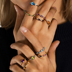 Кольцо из красного золота с аметистом, бриллиантами