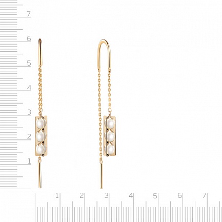 Серьги из желтого золота с жемчугом