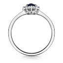 Кольцо из белого золота с бриллиантами, сапфиром