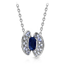 Колье из белого золота с бриллиантами, сапфиром, плетение якорное