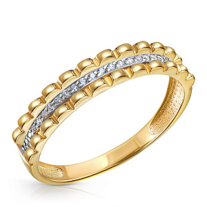 Кольцо из желтого золота с фианитом