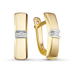 Серьги из желтого золота с бриллиантом