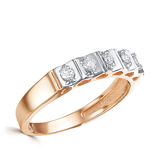 Кольцо из красного золота с бриллиантом