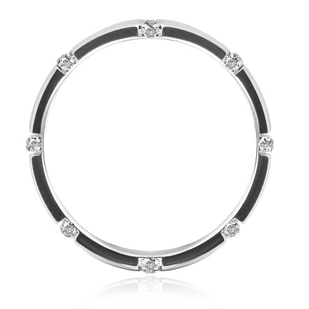 Кольцо обручальное из белого золота с бриллиантами