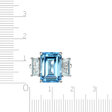 Кольцо из белого золота с аквамаринами, топазом