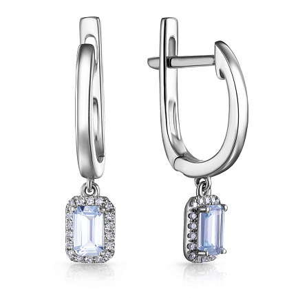 Серьги с английским замком из белого золота с бриллиантами