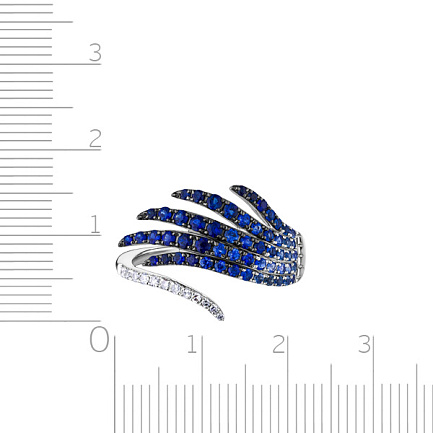 Кольцо из белого золота с бриллиантами, сапфирами