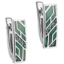 Серьги с английским замком из белого золота с изумрудами