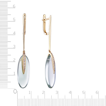 Серьги с английским замком из желтого золота с аметистами