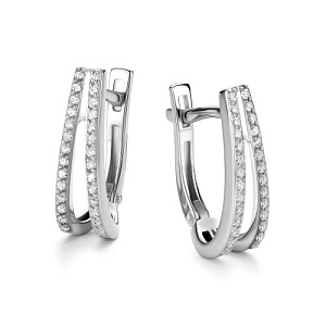 Серьги с английским замком из белого золота с бриллиантами