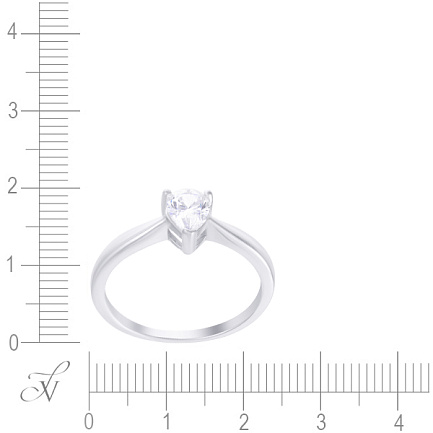 Кольцо помолвочное из серебра с фианитом