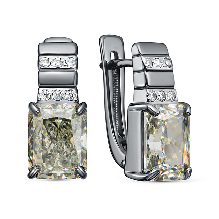 Серьги с английским замком из серебра с фианитами