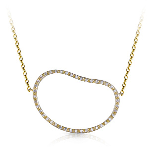 Колье из желтого золота с бриллиантом, плетение якорное