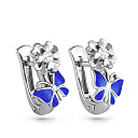 Серьги с английским замком из серебра с фианитами