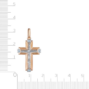 Крест из красного золота с бриллиантом
