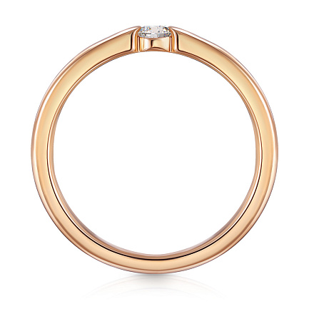 Кольцо обручальное из красного золота с бриллиантом