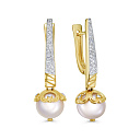 Серьги с английским замком из желтого золота с бриллиантами