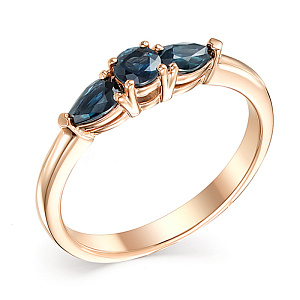 Кольцо из красного золота с сапфирами