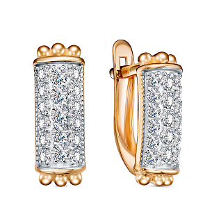 Серьги с английским замком из красного золота с фианитом