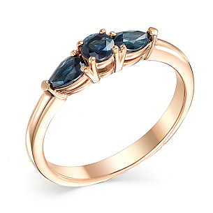 Кольцо из красного золота с сапфиром