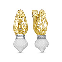 Серьги с английским замком из желтого золота с бриллиантами