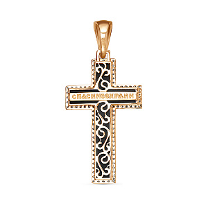 Крест из красного золота с фианитами