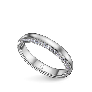 Кольцо обручальное из белого золота с бриллиантом