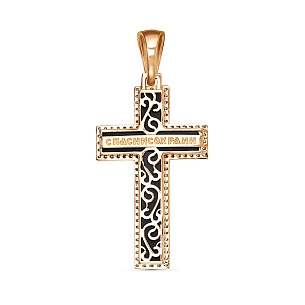 Крест из красного золота с фианитом