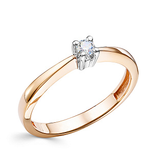 Кольцо из красного золота с бриллиантом