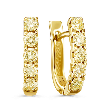 Серьги с английским замком из желтого золота с бриллиантами