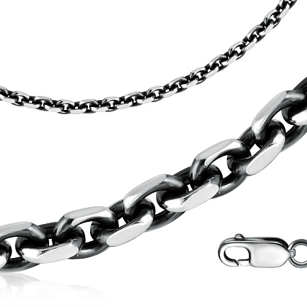 Цепь автомат из серебра, плетение якорное