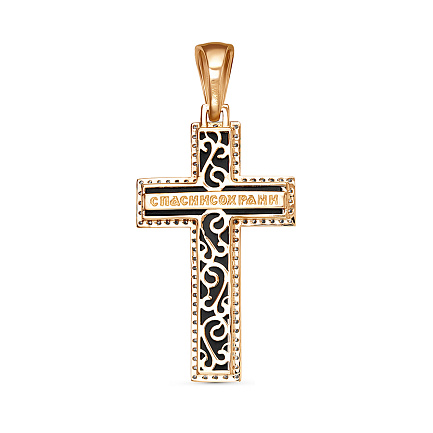 Крест из красного золота с фианитами