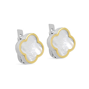 Серьги с английским замком из серебра с перламутром