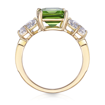 Кольцо из желтого золота с бриллиантами, топазами