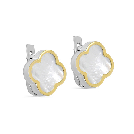 Серьги с английским замком из серебра с перламутром