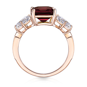 Кольцо из красного золота с бриллиантами, гранатом